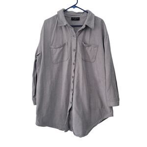 Lane Bryant Size 18/20 Grey White Textured Cotton Button Up shirt classic modern